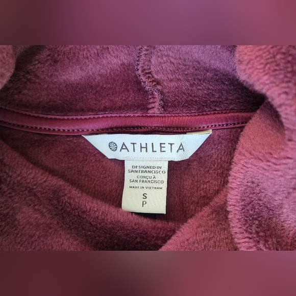 Athleta Womens Cozy Karma Funnel Neck Sweatshirt Burgundy Size Small Pockets - Picture 7 of 13